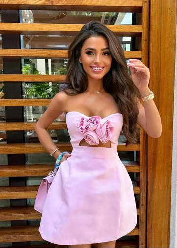 Elspeth | Women's Strapless Floral Mini Cocktail Dress