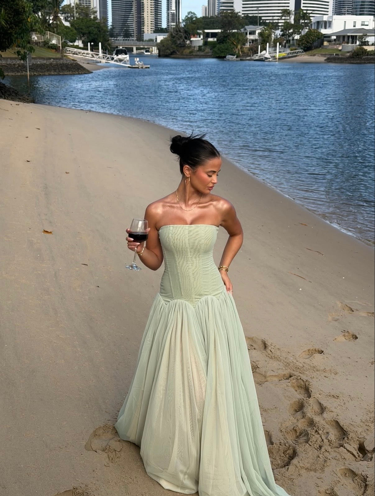 Judith | Women's Sleeveless Corset Maxi Wedding Guest Dress