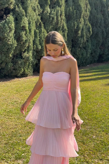 Odessa | Women's Strapless Tiered Maxi Wedding Guest Dress